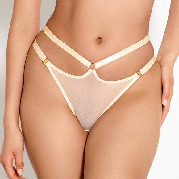 BORDELLE Other - NEW BORDELLE signature mesh harness thong panties in cream